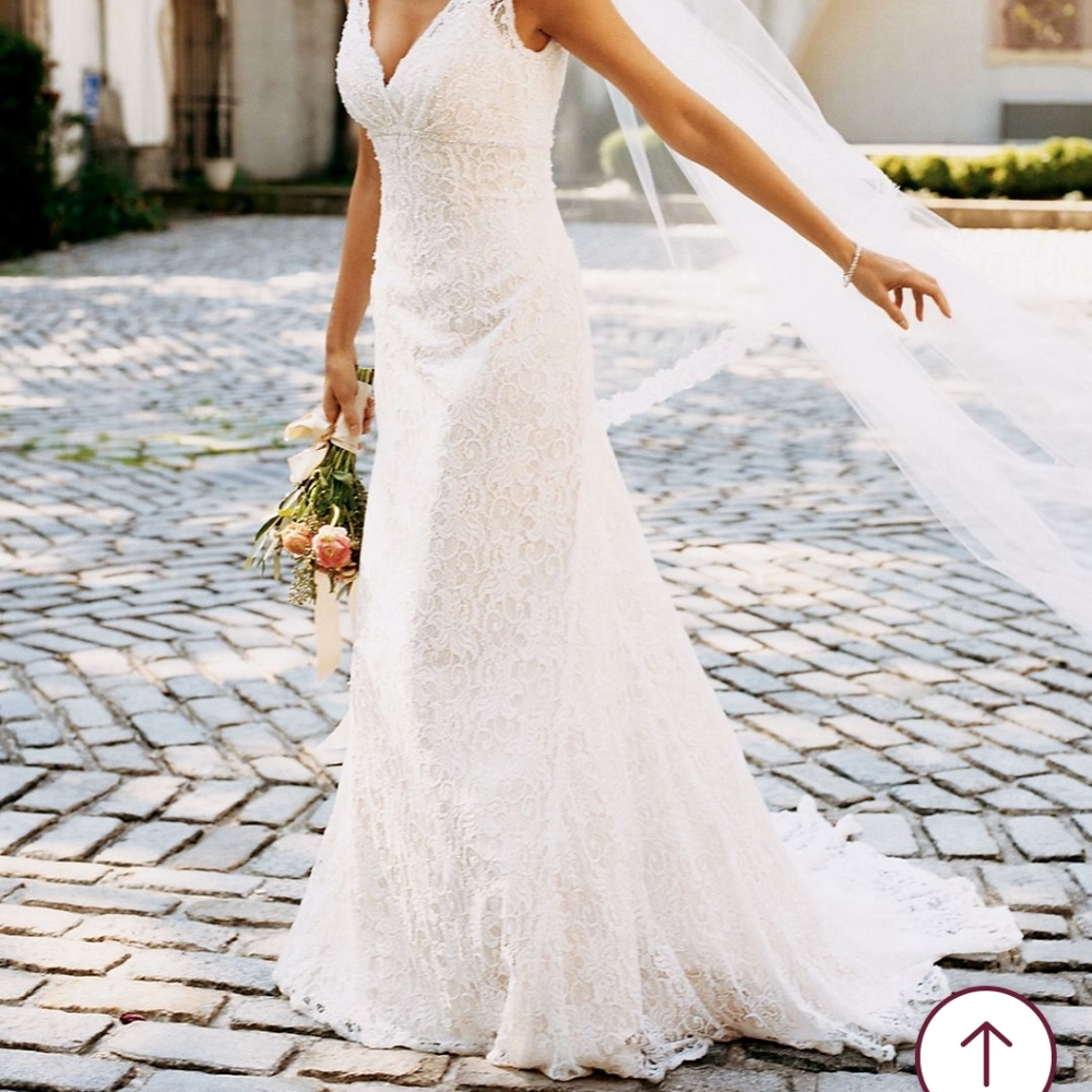 David's bridal allover lace trumpet gown